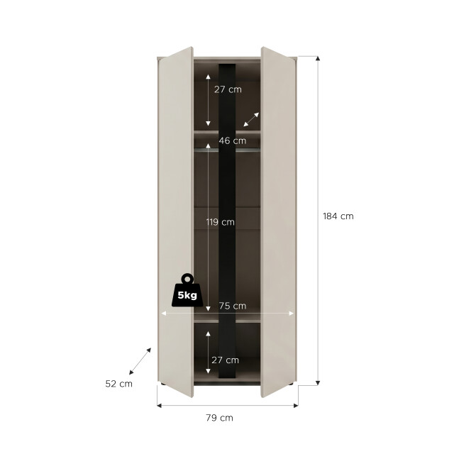 Furnilux Amara 2-deurs kledingkast 79x184x52 cm in 3733170 large