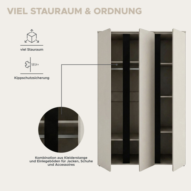 Furnilux Amara 3-deurs kleerkast 121x184x52 cm in 3733171 large