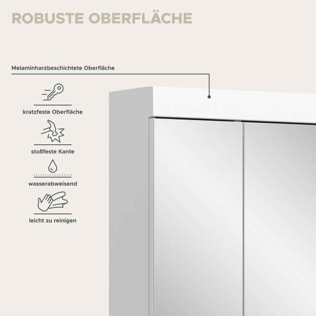 Furnilux Viana spiegelkast badkamer 80 cm met 3 spiegeldeuren, wit 3733147 large