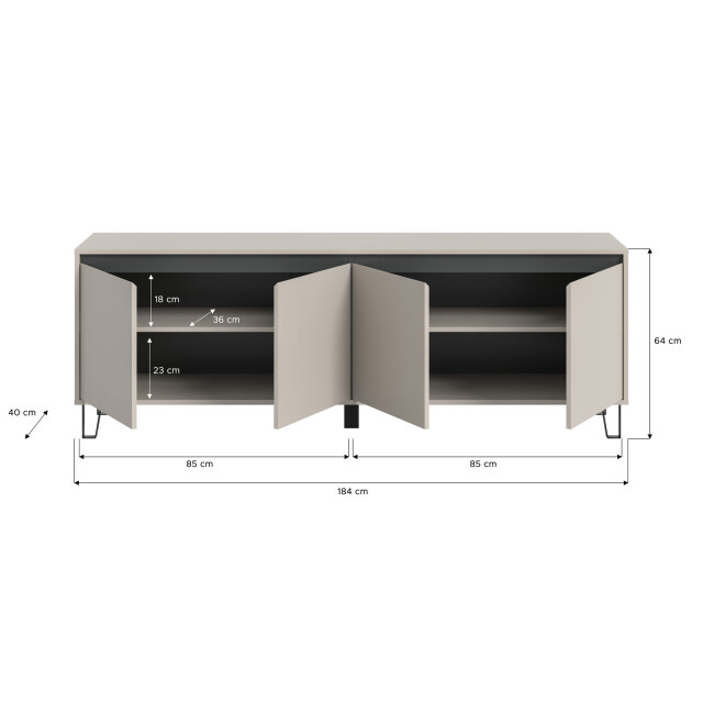 Furnilux Balton lowboard 184x64x40 cm met 4 deuren 3733143 large
