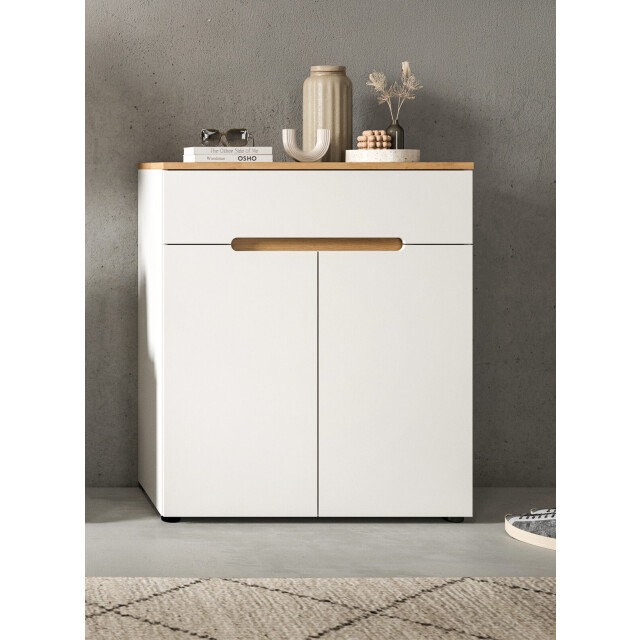 Furnilux Canu schoenenkast wit 80 cm – 2 deuren, lade en 12 schoenparen 3733133 large