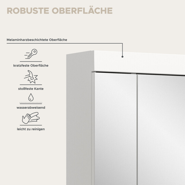 Furnilux Spiegelkast viana 60x70 cm met 3 spiegeldeuren en 6 legplanken in wit 3733146 large