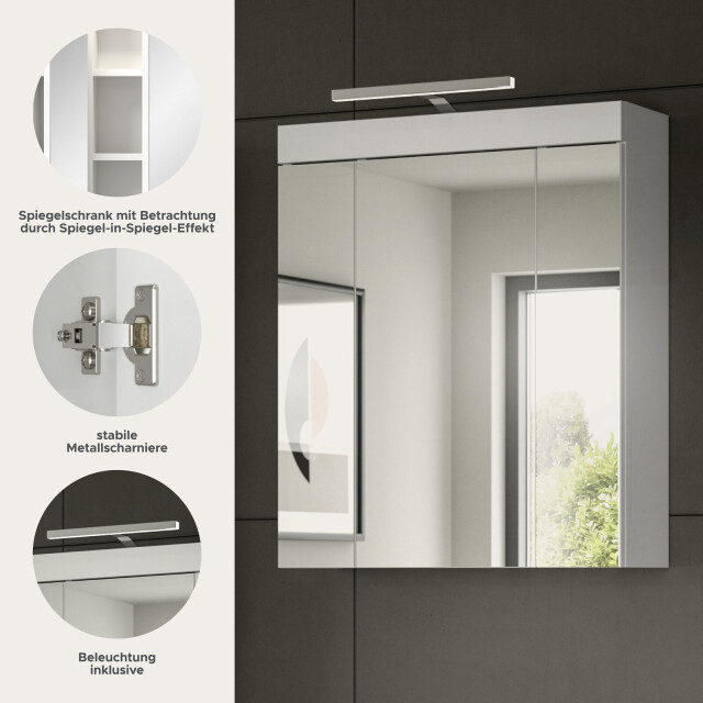 Furnilux Viana spiegelkast met verlichting 60x70x18 cm in wit en 3733148 large