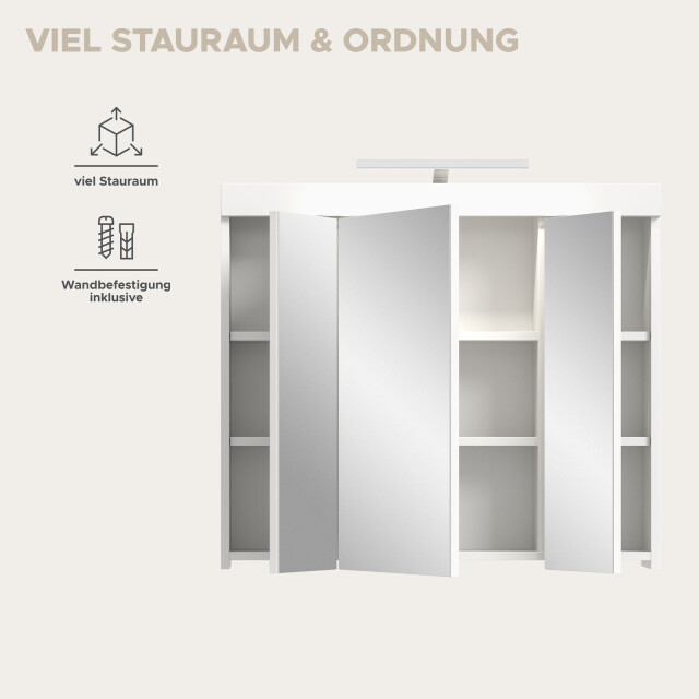 Furnilux Spiegelkast viana met verlichting 80 cm – incl. badkamerlamp 3733149 large
