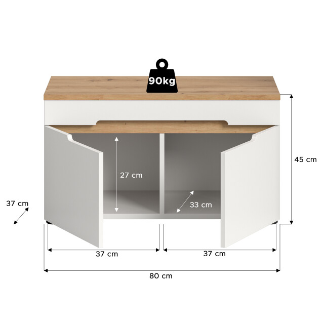 Furnilux Canu sitzbank wit | 60x45x37 cm met 2 deuren en soft-close 3733136 large
