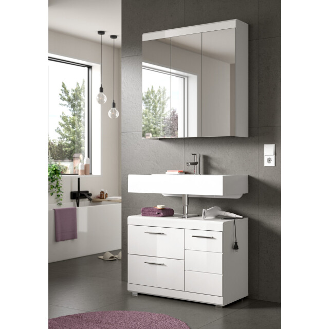 Furnilux Scout spiegelkast badkamer 3 spiegeldeuren 80x79x18 cm wit 3733131 large