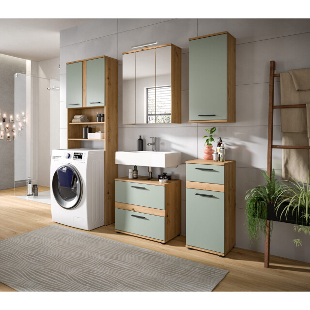 Furnilux Blake wasmachinekast 63x191x25 cm salie artisan eiken 3733130 large