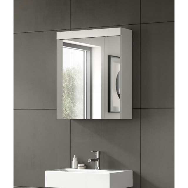 Furnilux Spiegelkast viana 60x70 cm met 3 spiegeldeuren en 6 legplanken in wit 3733146 large