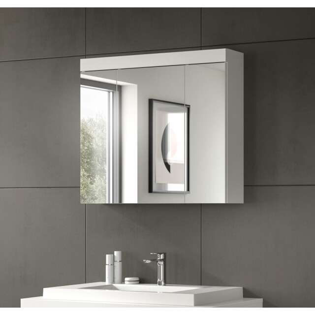 Furnilux Viana spiegelkast badkamer 80 cm met 3 spiegeldeuren, wit 3733147 large