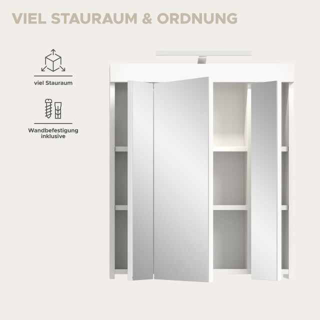Furnilux Viana spiegelkast met verlichting 60x70x18 cm in wit en 3733148 large