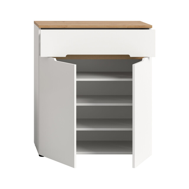 Furnilux Canu schoenenkast wit 80 cm – 2 deuren, lade en 12 schoenparen 3733133 large