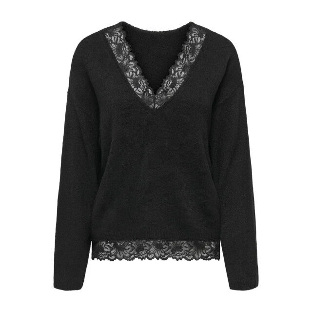 Only Onlclover ls lace v-neck reversible knt black/dtm 15382124-177911002 large