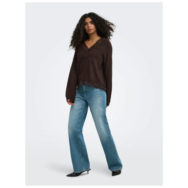 Only Onlclover ls lace v-neck reversible knt coffee bea 15382124-237375003 large