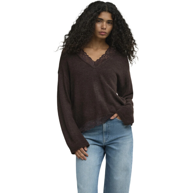 Only Onlclover ls lace v-neck reversible knt coffee bea 15382124-237375003 large