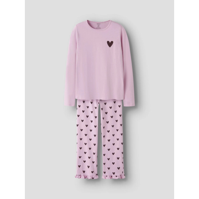 Name It Meisjes lange pyjama set nkfreaq roze hartjes print 13261979-Full Blooming Pink large