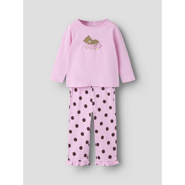 Name It Meisjes lange pyjama set giftbox nmfraniq roze beer print/gestipt 13261982-Full Blooming Pink large