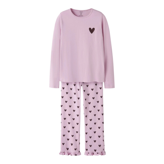 Name It Meisjes lange pyjama set nkfreaq roze hartjes print 13261979-Full Blooming Pink large