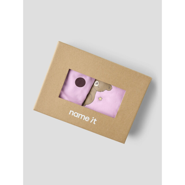 Name It Meisjes lange pyjama set giftbox nmfraniq roze beer print/gestipt 13261982-Full Blooming Pink large