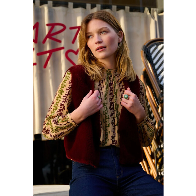 King Louie Viva gilet silver fur 10651 porto red 10651 large