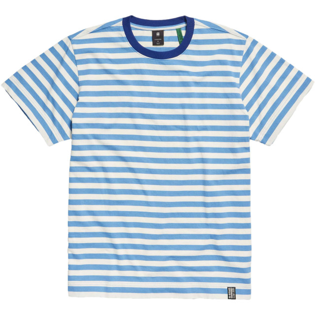 G-Star Essential stripe loose r tee ecru & falcon blue D22810-D281-G012 large