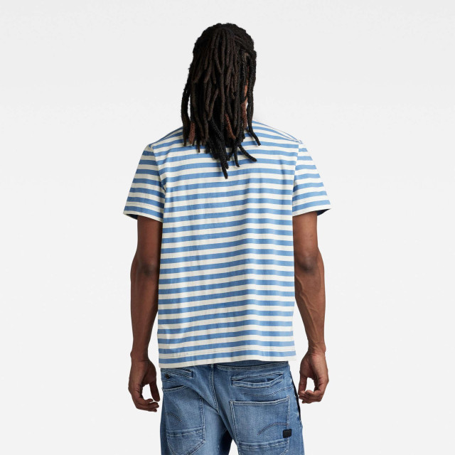 G-Star Essential stripe loose r tee ecru & falcon blue D22810-D281-G012 large