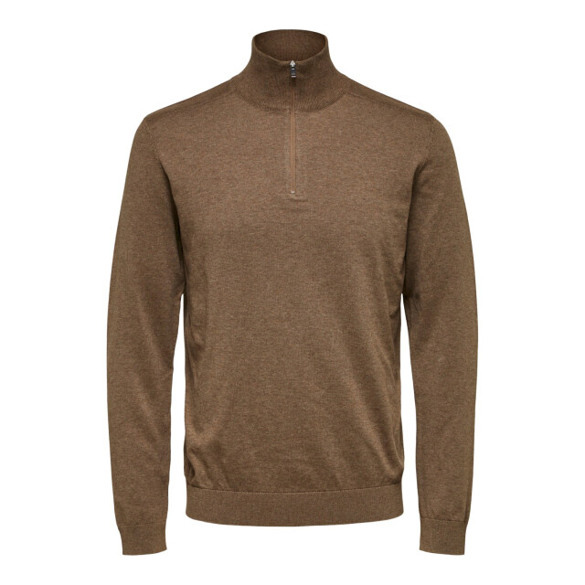 Selected Berg half zip cardigan teak 16074687-TEA-S large