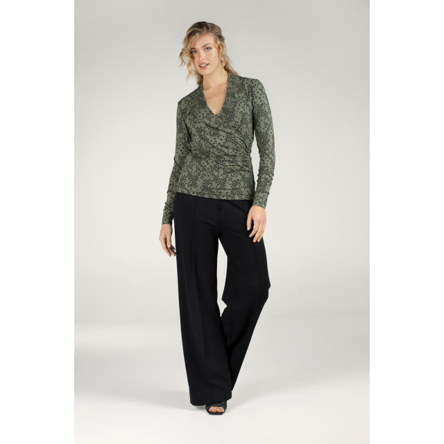 Jansen Amsterdam Top marcella met overslag en blaadjes dessin green/black 0-3-1-2-1-1-1-1-1-4-1-2-2-1-1-1-2-1-1-1-1-2-2-3-1-1-1-1-1-1-2-1-1-1-1-1-1-2-1-1-1-3-2 large