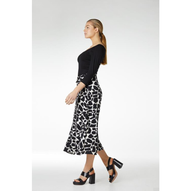 Jansen Amsterdam Mary midirok met vlekkendessin en strikdetail black/white 0-3-1-2-1-3-1-1-2-1-1-2-3 large