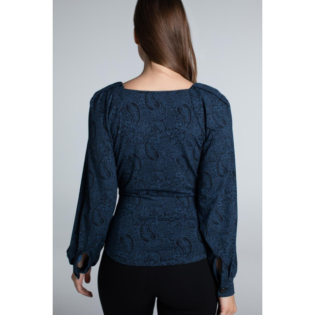 Jansen Amsterdam Avail top met paisley-dessin en pofmouwen black/blue Juffrouw Jansen AVAIL top met paisley-dessin en pofmouwen Black/blue large