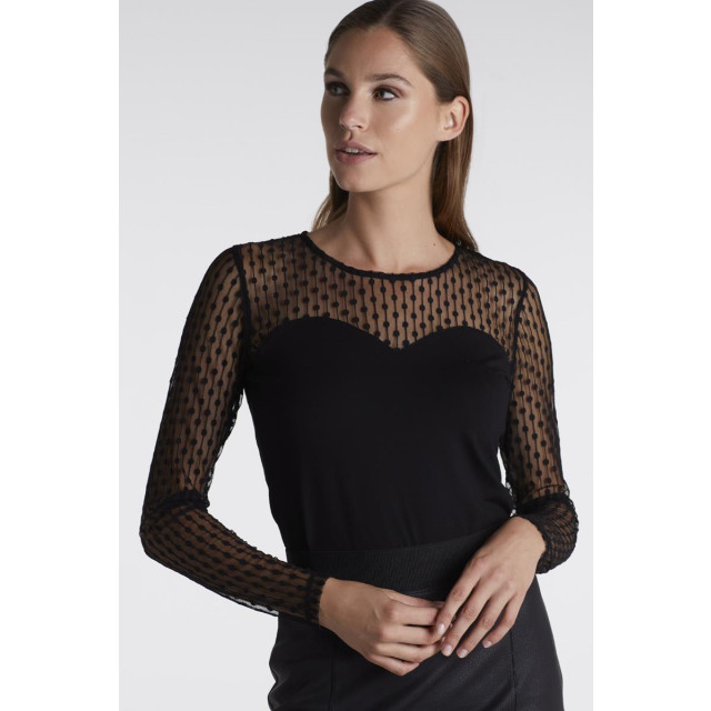 Jansen Amsterdam Aby w20 top met hartvormige belijning en mesh black Juffrouw Jansen ABY W20 top met hartvormige belijning en mesh Black large