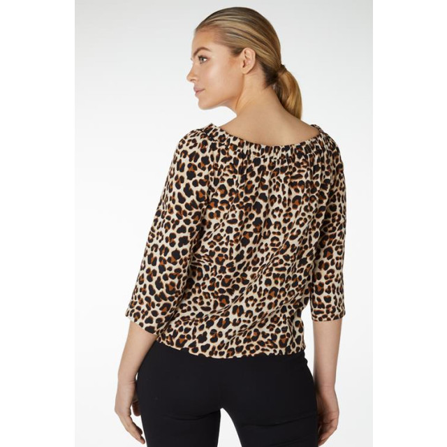 Jansen Amsterdam Pippa off-shouldertop met panterdessin tabacco 0-3-1-2-1-3-1-1-2-1-1-1-4-2-1 large