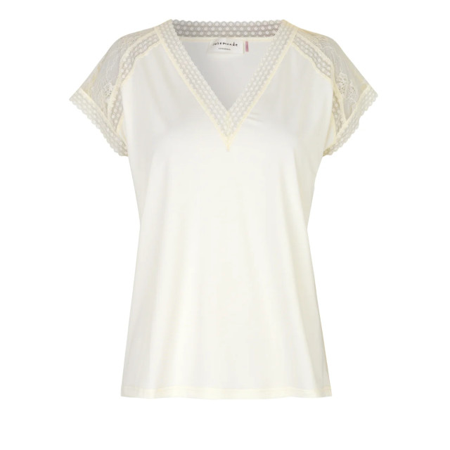 Rosemunde T-shirt met v-hals en kant ivory 4900-037-40-1-1 large