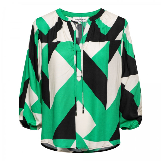 &Co Woman Avia b.block blouse green multi &Co woman Avia B.Block blouse Green Multi large