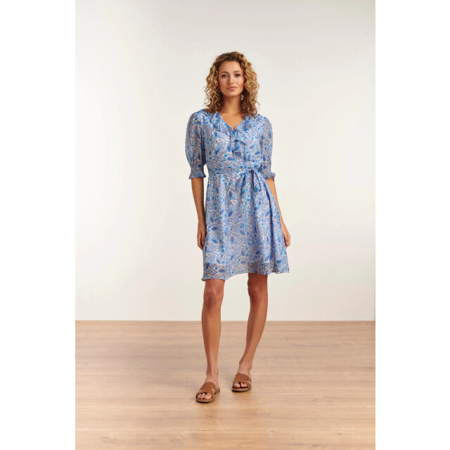 Smashed Lemon Zomerse chiffon jurk met overslag en ruffels in paisley 23113-000-625 large