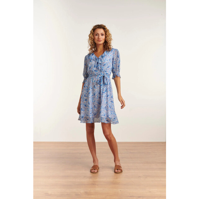 Smashed Lemon Zomerse chiffon jurk met overslag en ruffels in paisley 23113-000-625 large