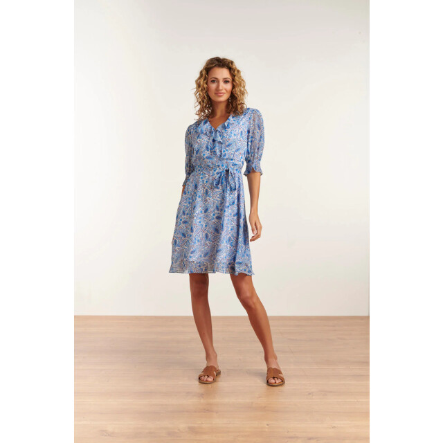 Smashed Lemon Zomerse chiffon jurk met overslag en ruffels in paisley 23113-000-625 large