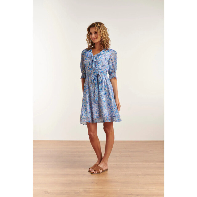 Smashed Lemon Zomerse chiffon jurk met overslag en ruffels in paisley 23113-000-625 large