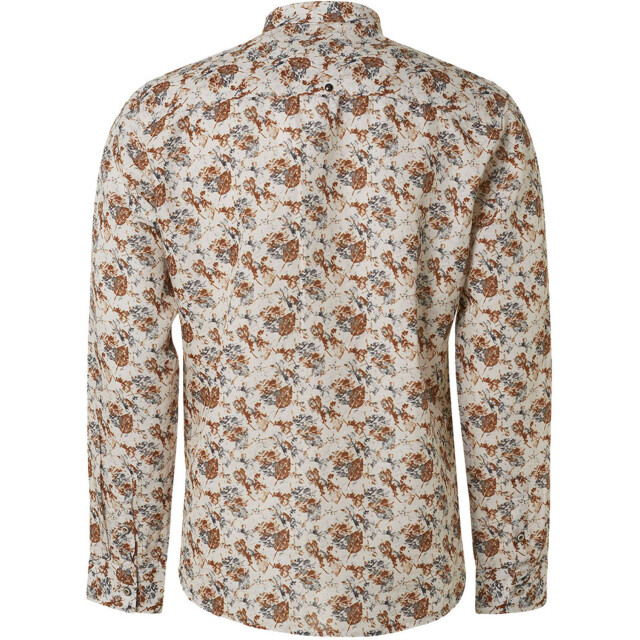 No Excess Shirt allover printed with linen re offwhite 19430250-011 large