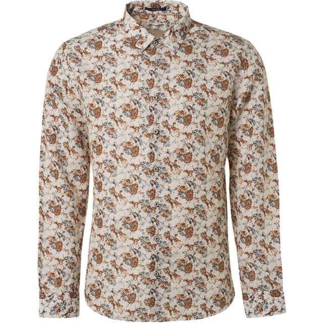 No Excess Shirt allover printed with linen re offwhite 19430250-011 large