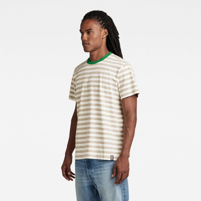 G-Star Essential stripe loose tee beige & green D22810-D281-G002 large