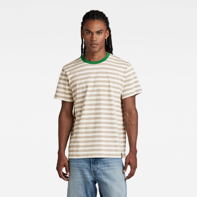 G-Star Essential stripe loose tee beige & green D22810-D281-G002 large