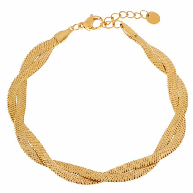 Label Kiki Armband braided snake - Braided snake - goud large