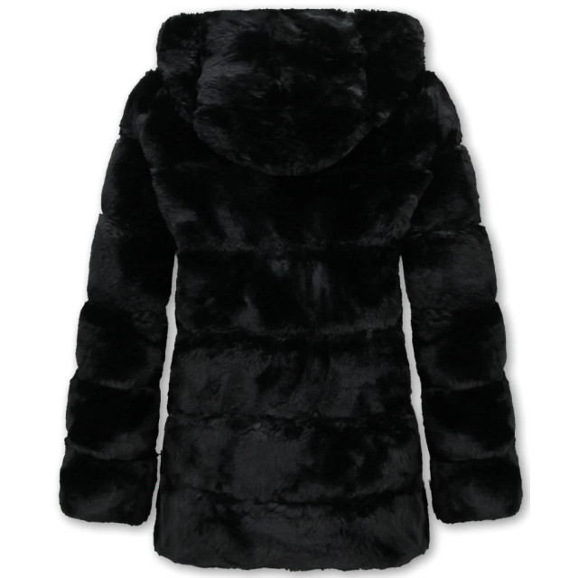 Gentile Bellini Korte faux fur jas met rits en capuchon 606 large