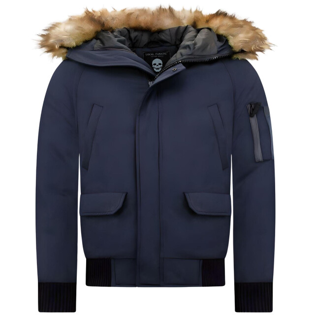 Enos Korte winterjas met faux bontkraag PI-7005B & 8821B -FAUX large