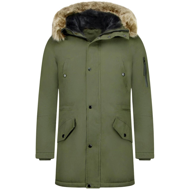 Enos Lange parka jas met faux bontkraag CA-7023GR  | CA-7105GR large