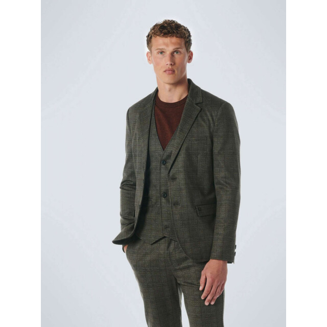 No Excess Blazer jersey stretch check taupe 21910805-044 large
