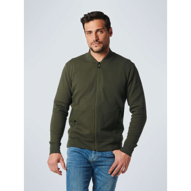No Excess Sweater full zipper twill jacquard dark green 21100823SN-052 large