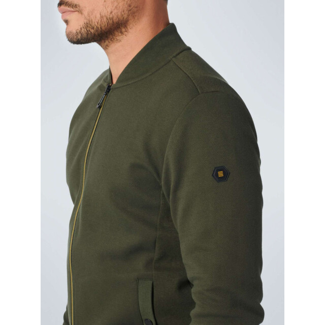 No Excess Sweater full zipper twill jacquard dark green 21100823SN-052 large
