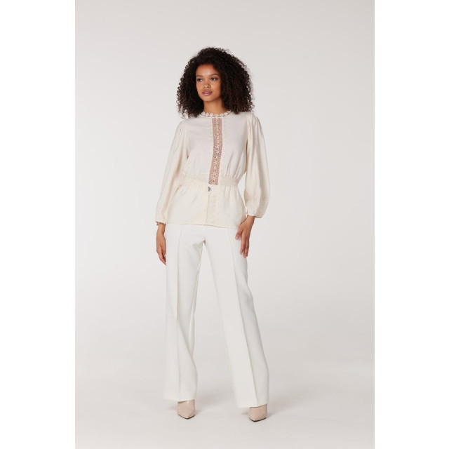 Jansen Amsterdam Celeste blouse met peplum en kantendetails winter white 0-6-1-2-1-3-1-1-2-1-1-3-1-1-2-1-2-2-2-2-1-1-1-2-1-2-1-2-1-1-1-1-1-1-2-1-1-1-1-3-2-2-1 large