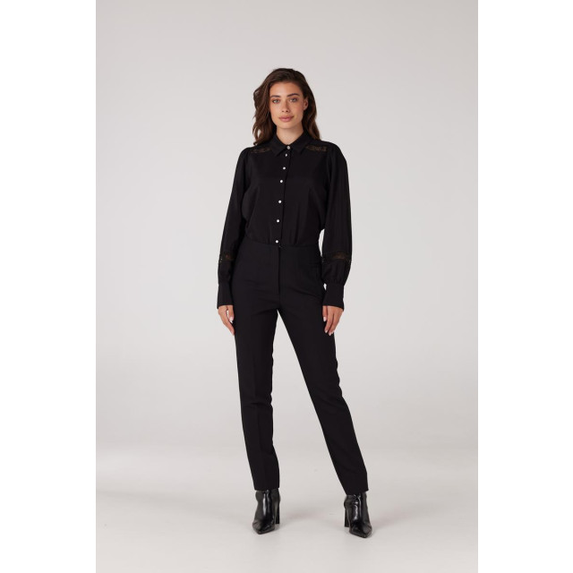 Jansen Amsterdam Colette blouse met kanteninzet en pofmouw black Jansen Amsterdam Colette blouse met kanteninzet en pofmouw Black large